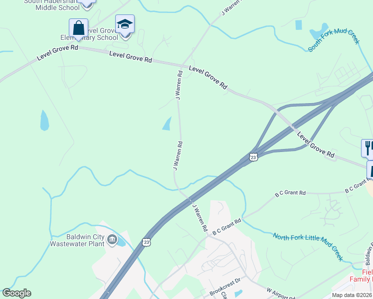 map of restaurants, bars, coffee shops, grocery stores, and more near 614 J Warren Road in Cornelia