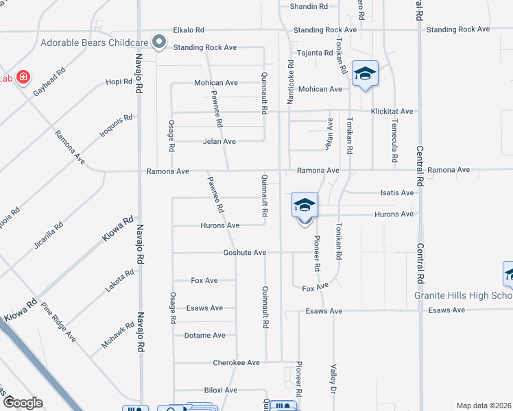 map of restaurants, bars, coffee shops, grocery stores, and more near 22031 Isatis Avenue in Apple Valley