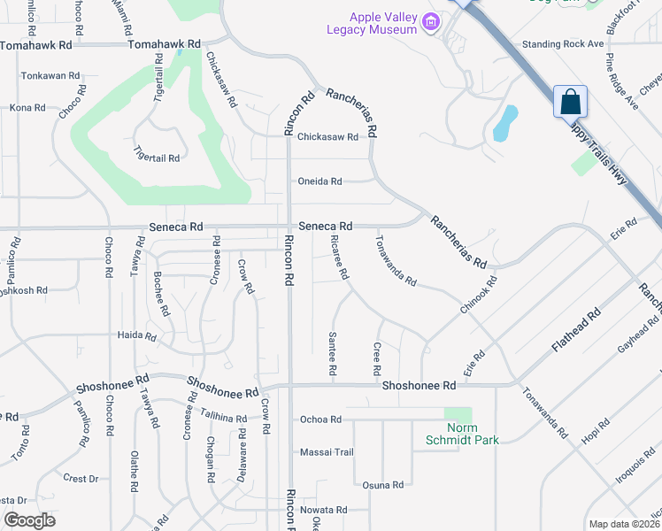 map of restaurants, bars, coffee shops, grocery stores, and more near 14420 Ricaree Road in Apple Valley