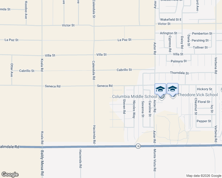 map of restaurants, bars, coffee shops, grocery stores, and more near 18786 Hampton Lane in Adelanto