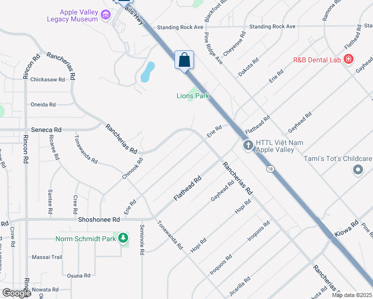 map of restaurants, bars, coffee shops, grocery stores, and more near 14420 Erie Road in Apple Valley
