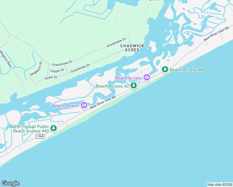 map of restaurants, bars, coffee shops, grocery stores, and more near 1521 New River Inlet Road in Sneads Ferry