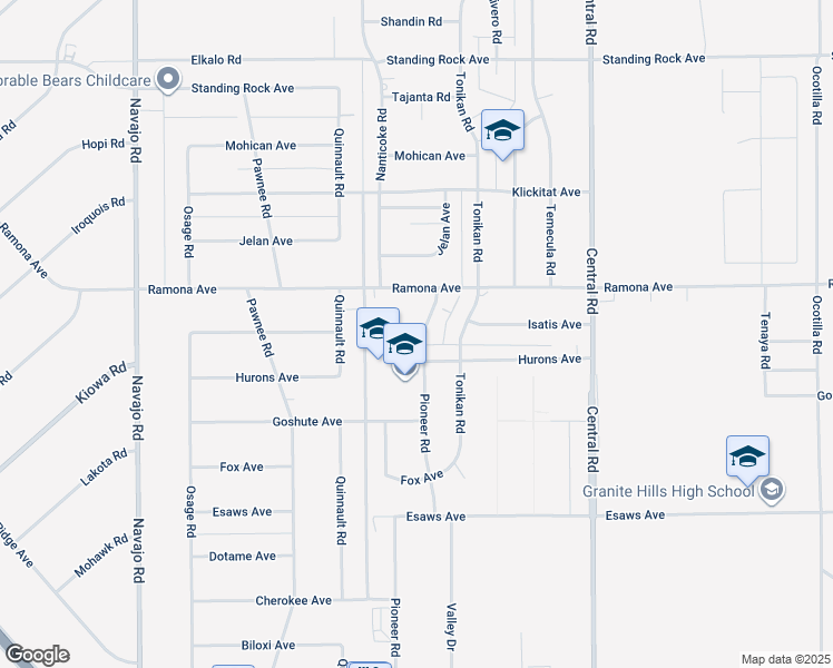 map of restaurants, bars, coffee shops, grocery stores, and more near 22191 Isatis Avenue in Apple Valley