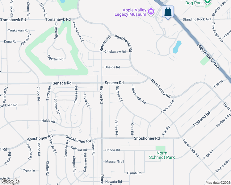map of restaurants, bars, coffee shops, grocery stores, and more near 14420 Ricaree Road in Apple Valley