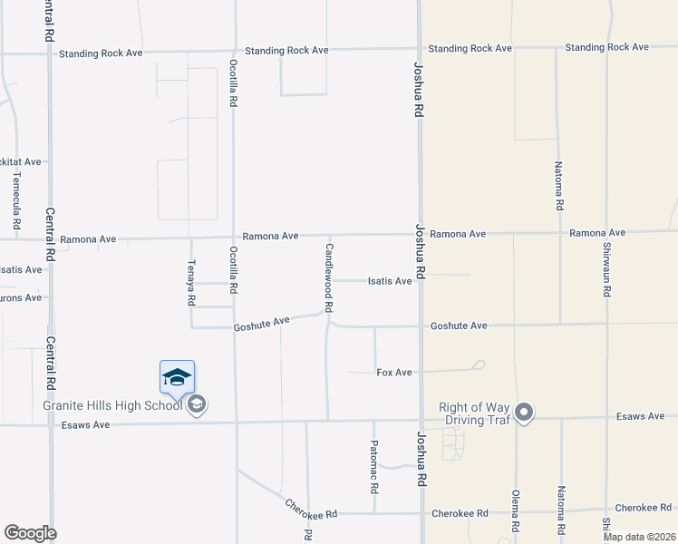 map of restaurants, bars, coffee shops, grocery stores, and more near 23176 Isatis Avenue in Apple Valley