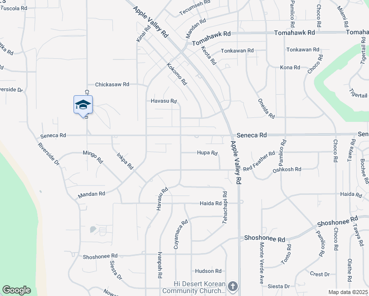 map of restaurants, bars, coffee shops, grocery stores, and more near 14455 Havasu Road in Apple Valley