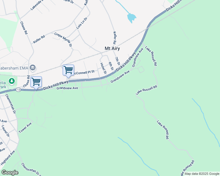 map of restaurants, bars, coffee shops, grocery stores, and more near 634 Grandview Avenue in Cornelia