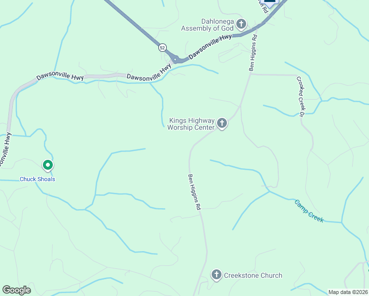 map of restaurants, bars, coffee shops, grocery stores, and more near 718 Ben Higgins Road in Dahlonega