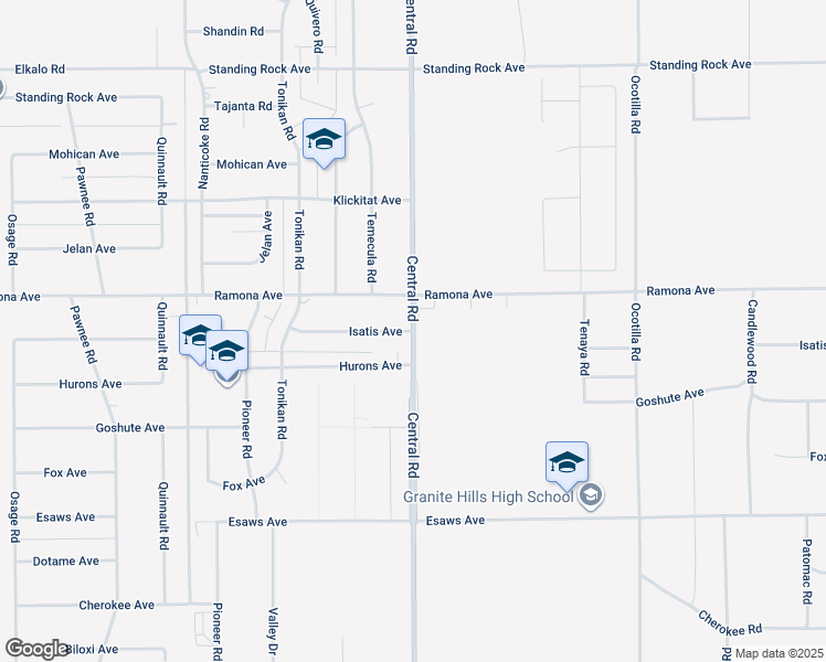 map of restaurants, bars, coffee shops, grocery stores, and more near Isatis Avenue in Apple Valley
