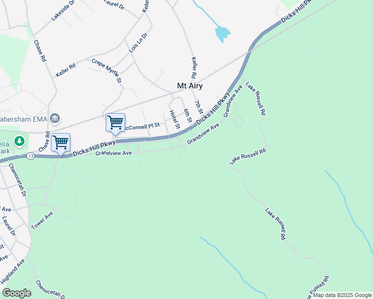 map of restaurants, bars, coffee shops, grocery stores, and more near 634 Grandview Avenue in Cornelia