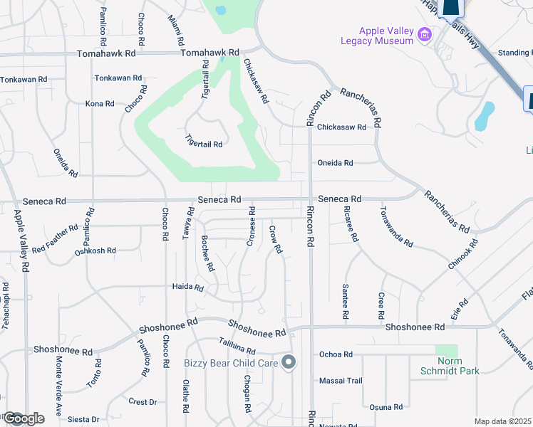 map of restaurants, bars, coffee shops, grocery stores, and more near 14416 Crow Road in Apple Valley