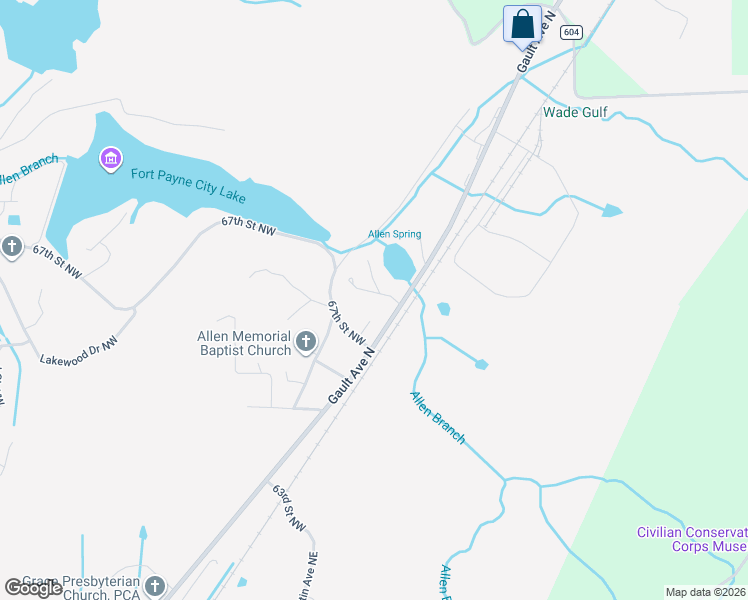 map of restaurants, bars, coffee shops, grocery stores, and more near 111 68th Street Northwest in Fort Payne