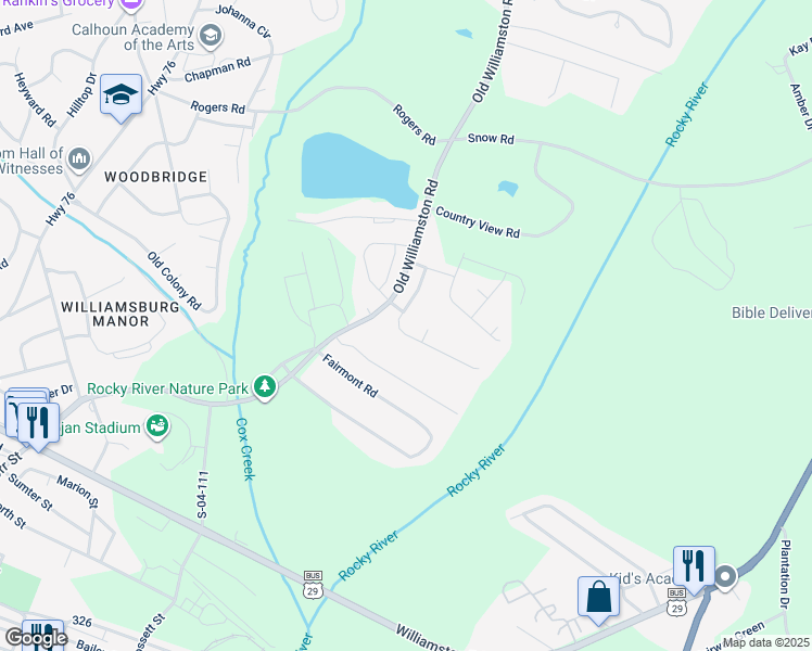 map of restaurants, bars, coffee shops, grocery stores, and more near 100 Palm Branch Way in Anderson