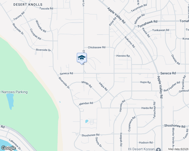 map of restaurants, bars, coffee shops, grocery stores, and more near 18785 Seneca Road in Apple Valley
