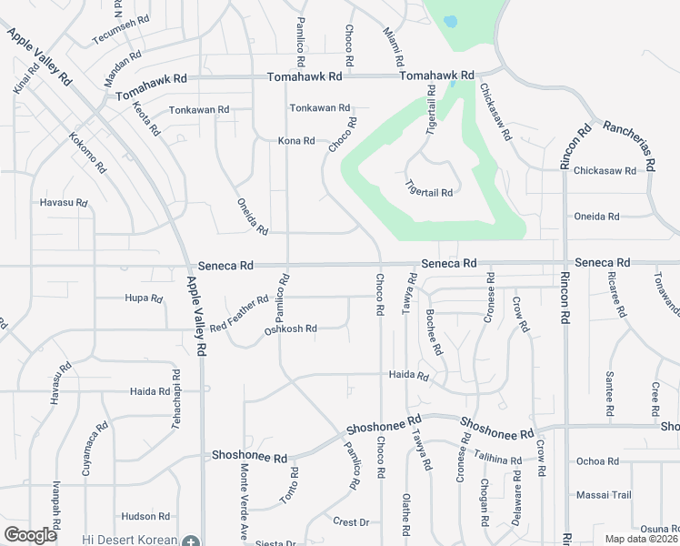 map of restaurants, bars, coffee shops, grocery stores, and more near 19658 Seneca Road in Apple Valley