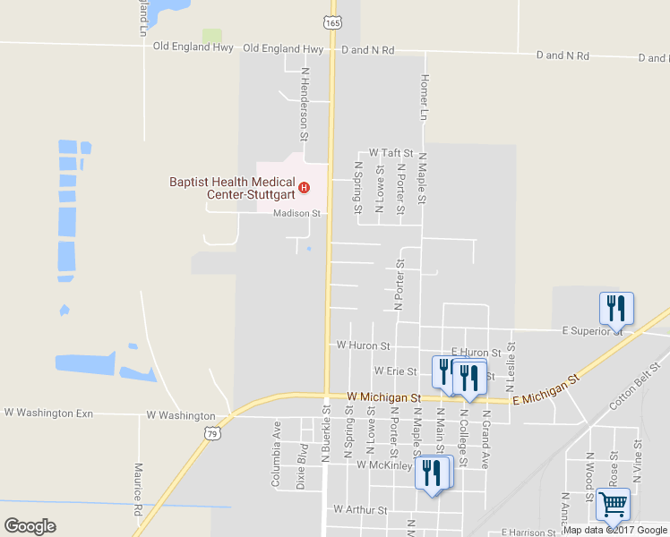 map of restaurants, bars, coffee shops, grocery stores, and more near 409 Tannenbaum Court in Stuttgart