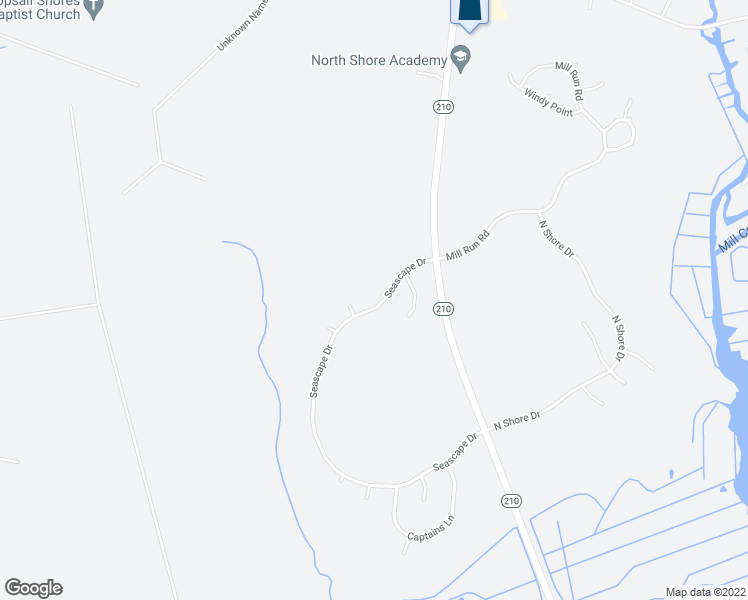 map of restaurants, bars, coffee shops, grocery stores, and more near 210 Seascape Drive in Sneads Ferry