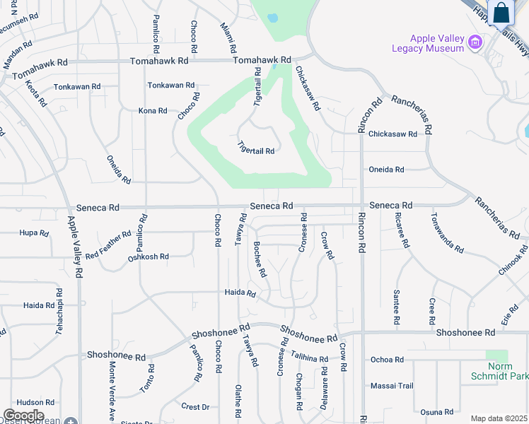 map of restaurants, bars, coffee shops, grocery stores, and more near 19827 Seneca Road in Apple Valley