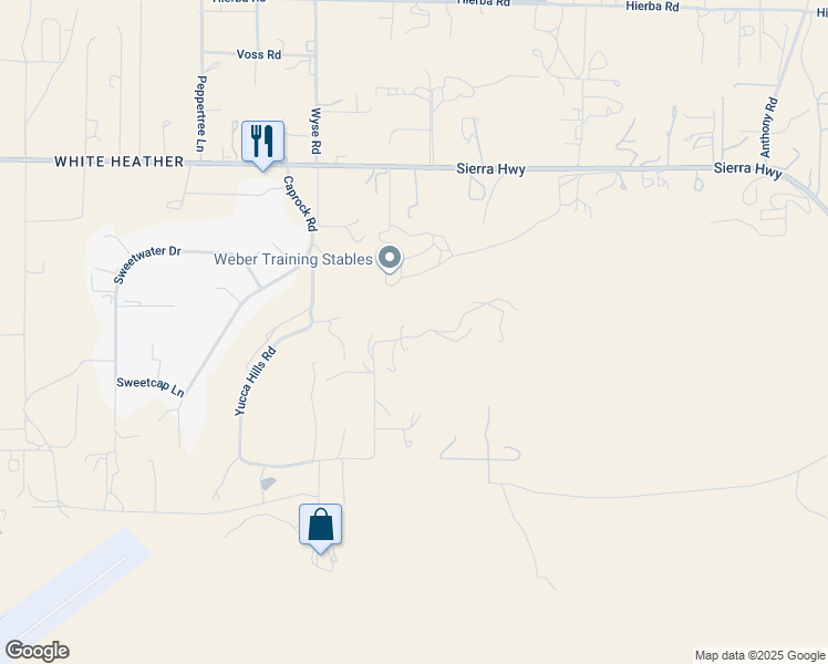 map of restaurants, bars, coffee shops, grocery stores, and more near 9175 Yucca Hills Road in Agua Dulce