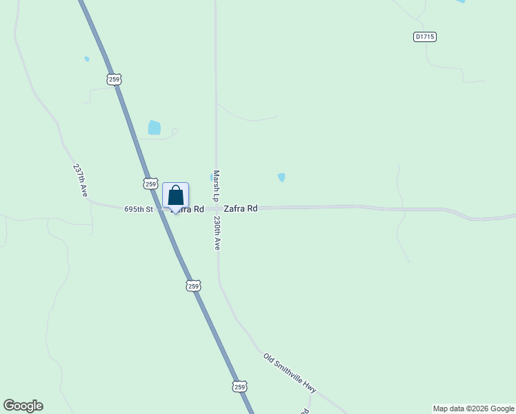 map of restaurants, bars, coffee shops, grocery stores, and more near 69380 Marsh Loop in Smithville