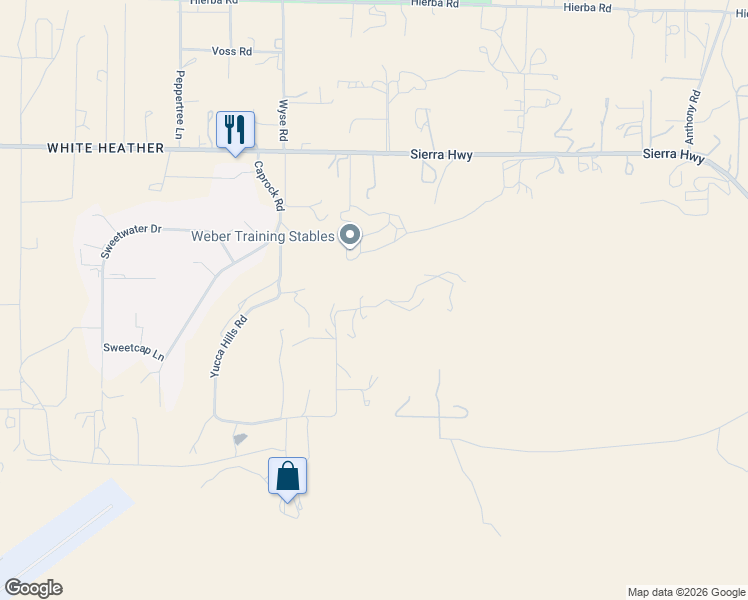 map of restaurants, bars, coffee shops, grocery stores, and more near 9175 Yucca Hills Road in Agua Dulce