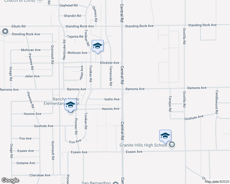 map of restaurants, bars, coffee shops, grocery stores, and more near 22453 Ramona Avenue in Apple Valley