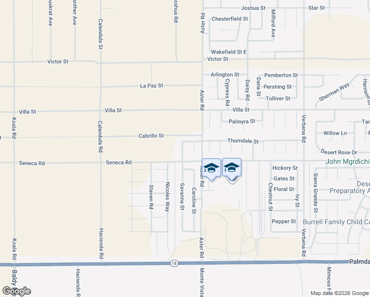 map of restaurants, bars, coffee shops, grocery stores, and more near 14547 Clydesdale Street in Adelanto