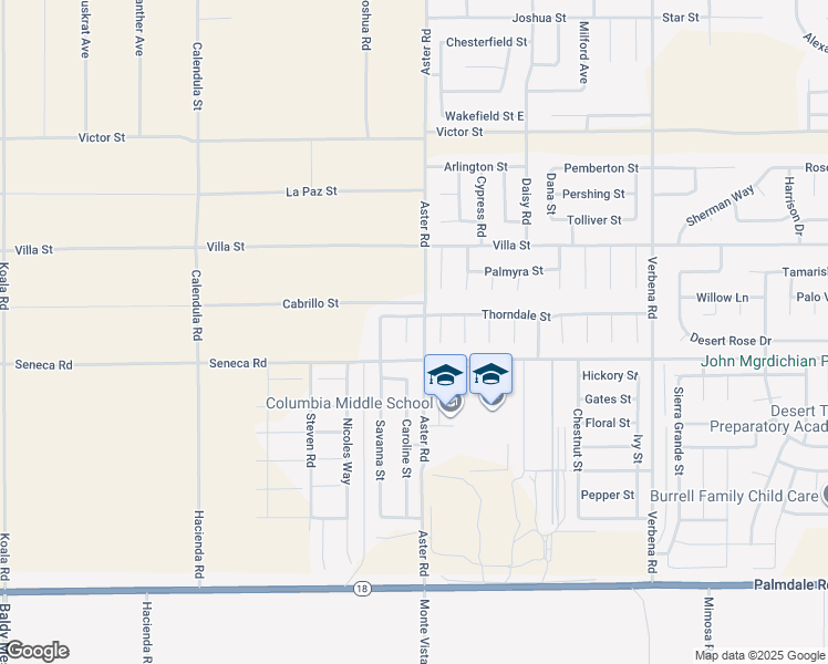 map of restaurants, bars, coffee shops, grocery stores, and more near 14551 Heatherdale Court in Adelanto