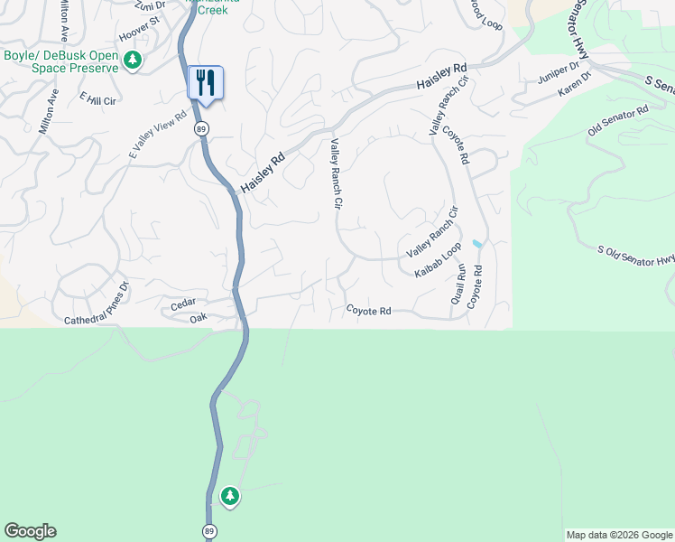 map of restaurants, bars, coffee shops, grocery stores, and more near 330 Hidden Valley Drive in Prescott