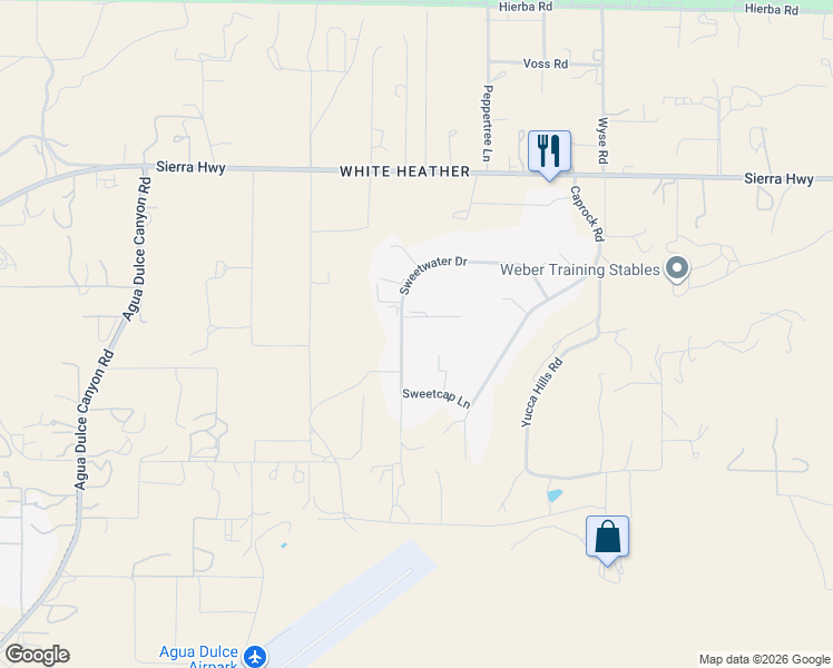 map of restaurants, bars, coffee shops, grocery stores, and more near 9854 Bald Mountain Court in Agua Dulce