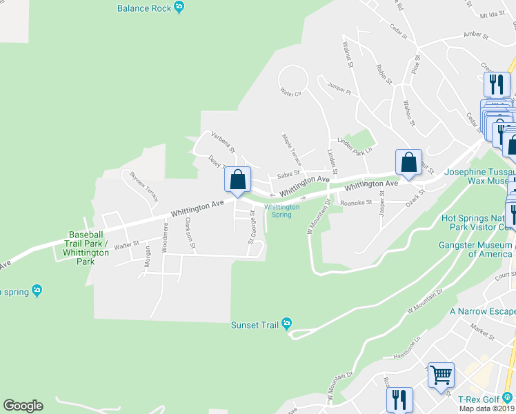 map of restaurants, bars, coffee shops, grocery stores, and more near 637 Whittington Avenue in Hot Springs