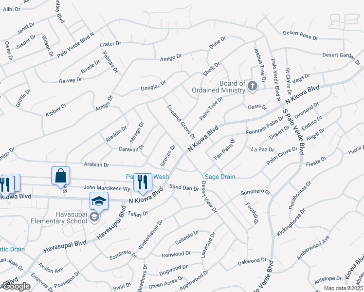 map of restaurants, bars, coffee shops, grocery stores, and more near 906 Desert View Drive in Lake Havasu City