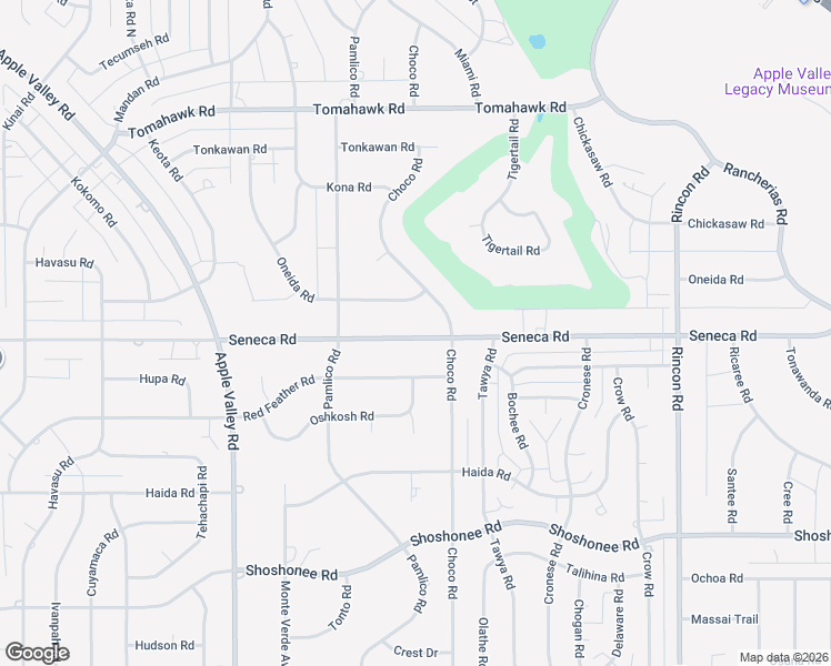 map of restaurants, bars, coffee shops, grocery stores, and more near 19658 Seneca Road in Apple Valley