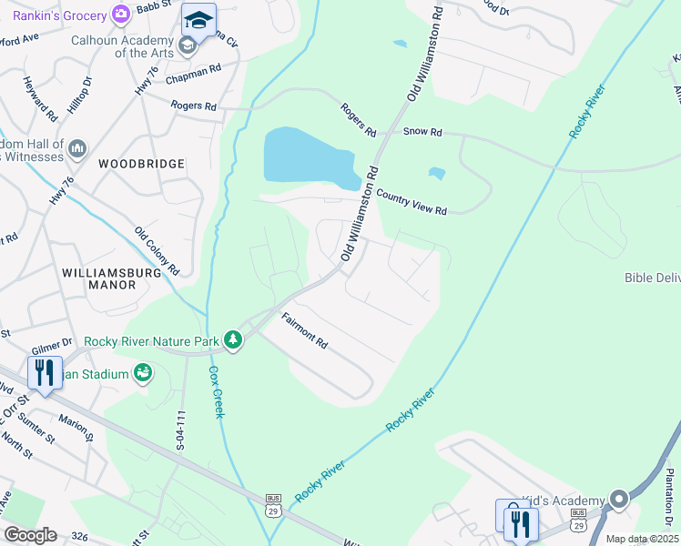 map of restaurants, bars, coffee shops, grocery stores, and more near 100 Palm Branch Way in Anderson