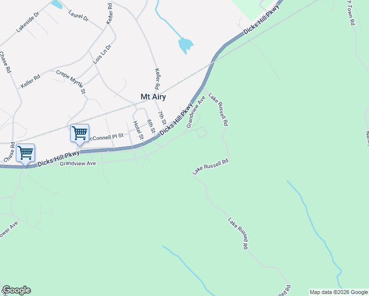 map of restaurants, bars, coffee shops, grocery stores, and more near 900 Grandview Avenue in Mount Airy