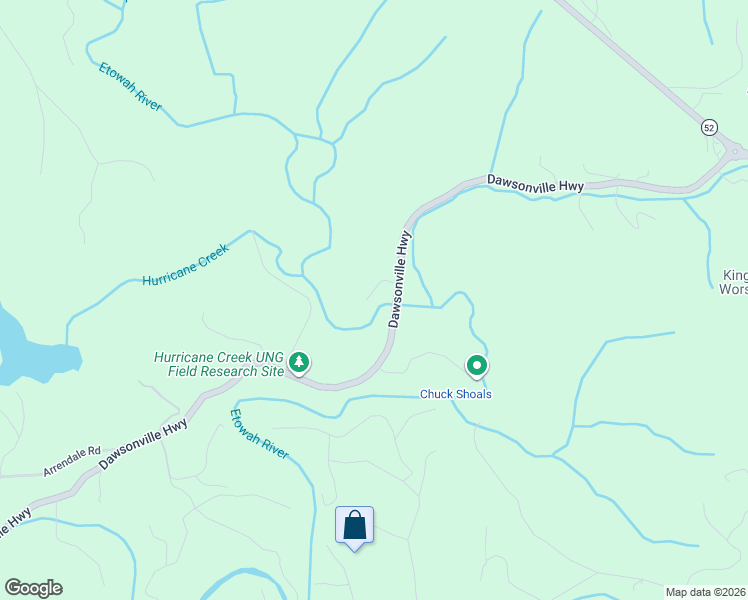 map of restaurants, bars, coffee shops, grocery stores, and more near 1-99 T J Mote Road in Dahlonega
