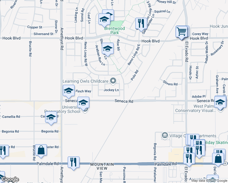 map of restaurants, bars, coffee shops, grocery stores, and more near 14041 Jockey Lane in Victorville