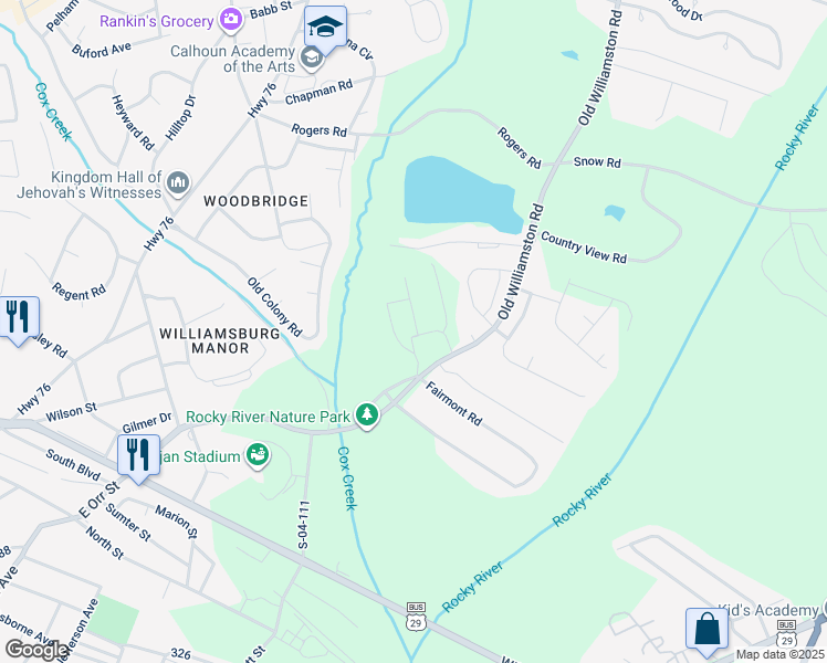 map of restaurants, bars, coffee shops, grocery stores, and more near 103 Guilbault Drive in Anderson