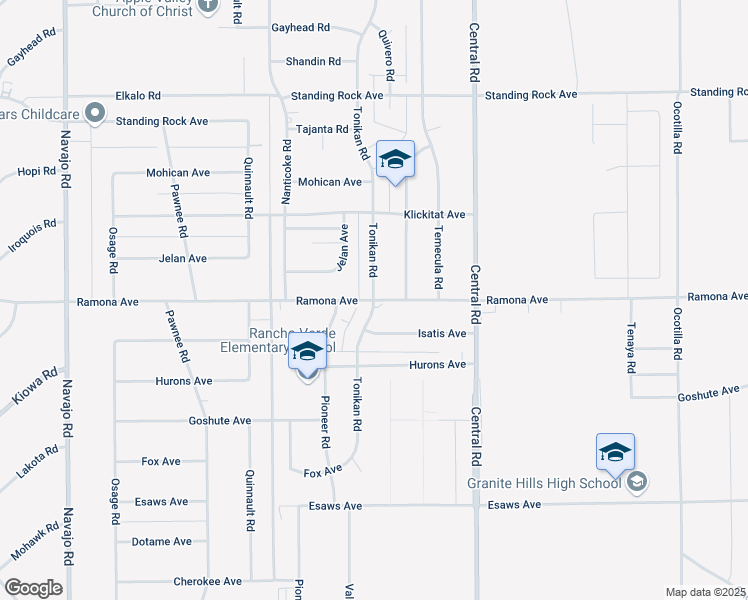 map of restaurants, bars, coffee shops, grocery stores, and more near Tonikan Road in Apple Valley