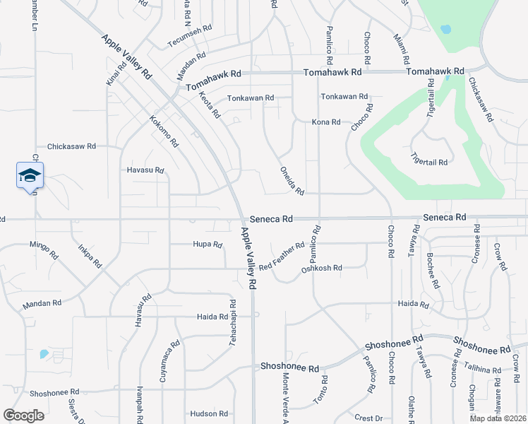 map of restaurants, bars, coffee shops, grocery stores, and more near 19330 Seneca Road in Apple Valley