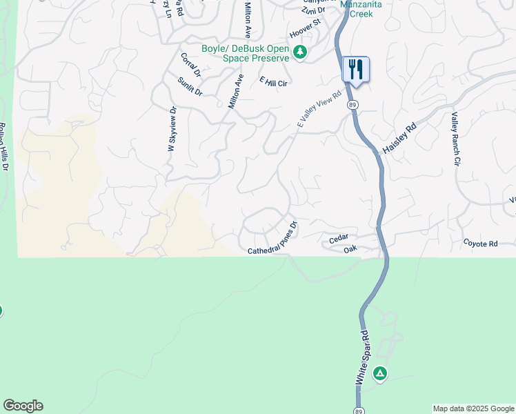map of restaurants, bars, coffee shops, grocery stores, and more near 1572 Scotch Pine Drive in Prescott