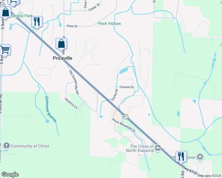 map of restaurants, bars, coffee shops, grocery stores, and more near 70 Derby Drive in Decatur