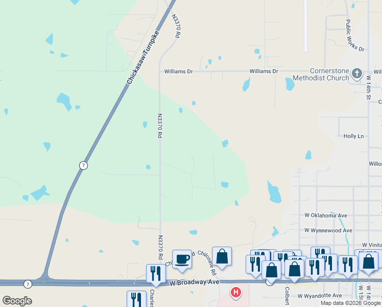 map of restaurants, bars, coffee shops, grocery stores, and more near 1906 Nichols Hill Road in Sulphur