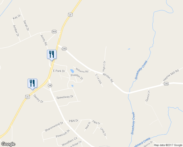 map of restaurants, bars, coffee shops, grocery stores, and more near 400 Whiten Road in Anderson