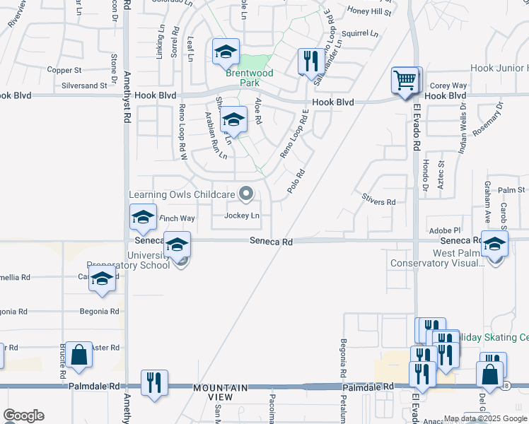 map of restaurants, bars, coffee shops, grocery stores, and more near 14577 Crossing Trail in Victorville