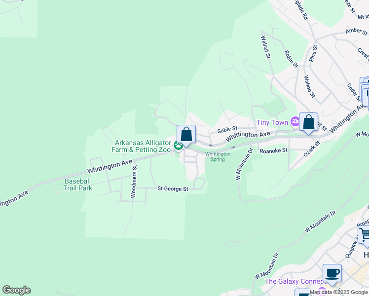 map of restaurants, bars, coffee shops, grocery stores, and more near Woodfin Street in Hot Springs