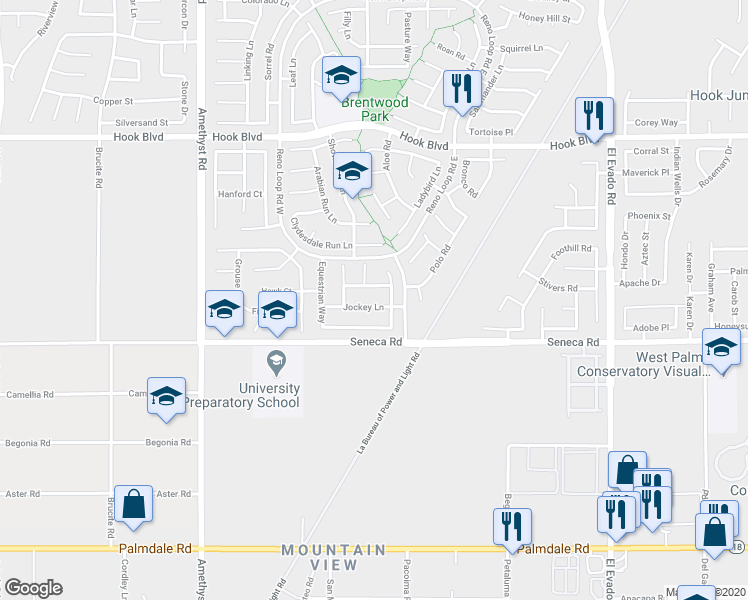 map of restaurants, bars, coffee shops, grocery stores, and more near 14041 Jockey Lane in Victorville