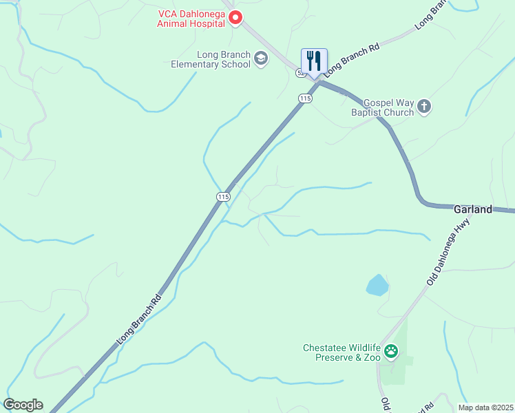 map of restaurants, bars, coffee shops, grocery stores, and more near 95 Holly Lane in Dahlonega