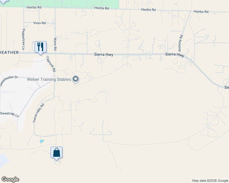 map of restaurants, bars, coffee shops, grocery stores, and more near 9040 Yucca Hills Road in Los Angeles County