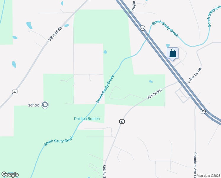 map of restaurants, bars, coffee shops, grocery stores, and more near 384 Kirk Road Southwest in Rainsville